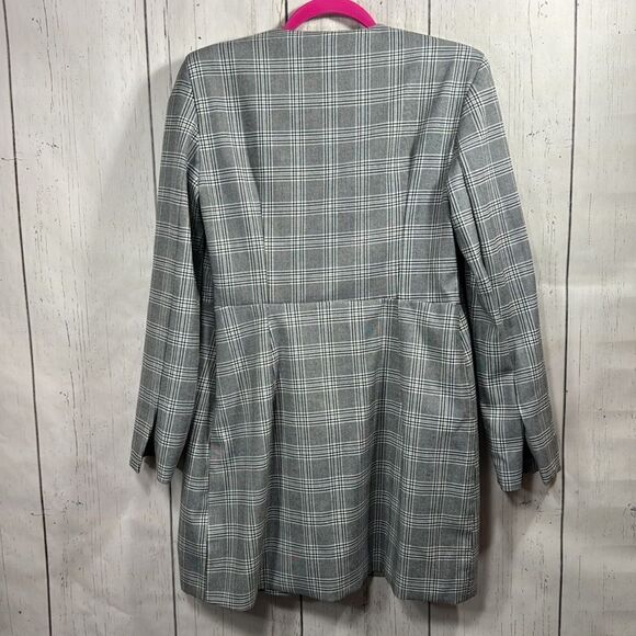ZARA Plaid Blazer Dress Bloggers Favorite Preppy Chic Mini Dress Academia Office - Picture 14 of 14